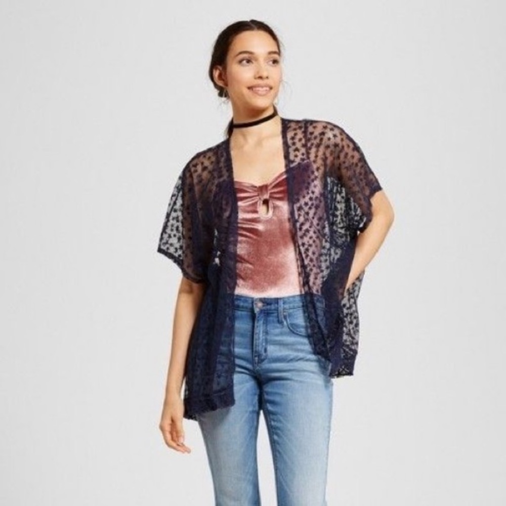 xhilaration blue swim cover up with star